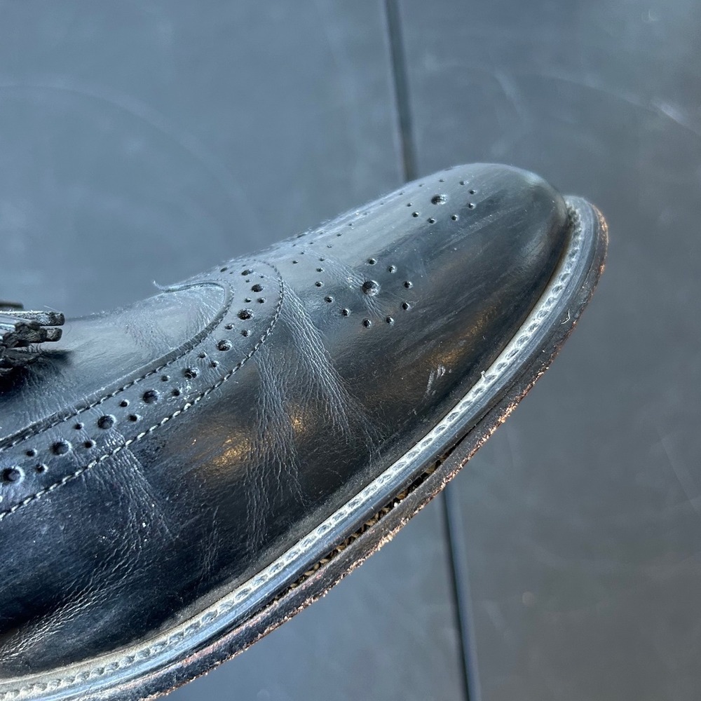 Mens Black Leather Wingtip Tassel Loafer Dress Shoes Size 13 C USA Vibram‎ Sole - Picture 12 of 14